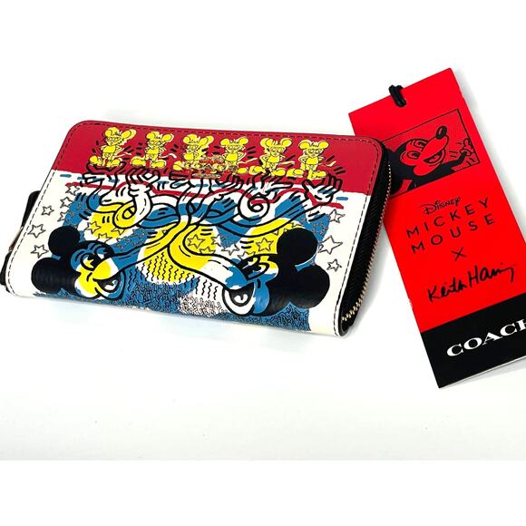 Coach Disney Mickey Mouse X Keith Haring Medium Id Zip Wallet New - Picture 6 of 8